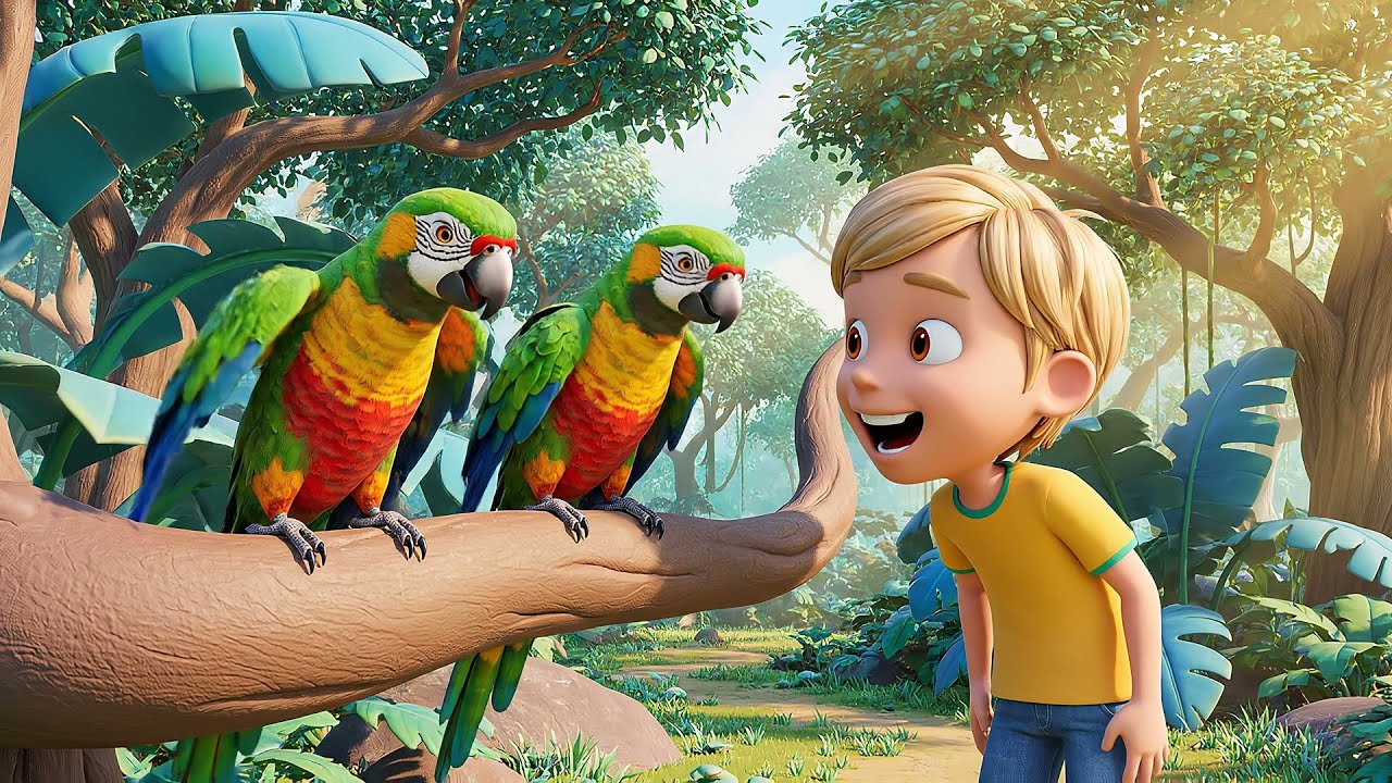 Seis Papagaios Pequenos Grasnam Grasnam | Canções Infantis e Rimas para Crianças