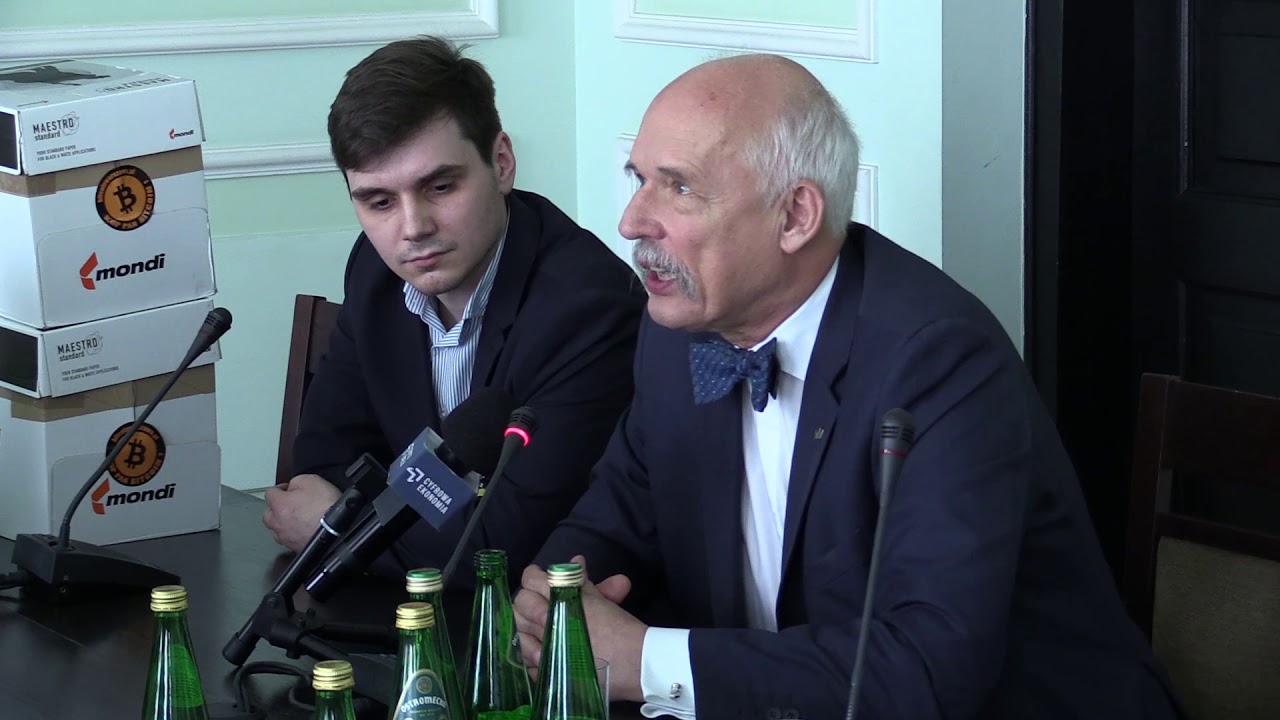Janusz Korwin-Mikke podczas spotkania ws. kryptowalut - Sejm RP 12/04/18