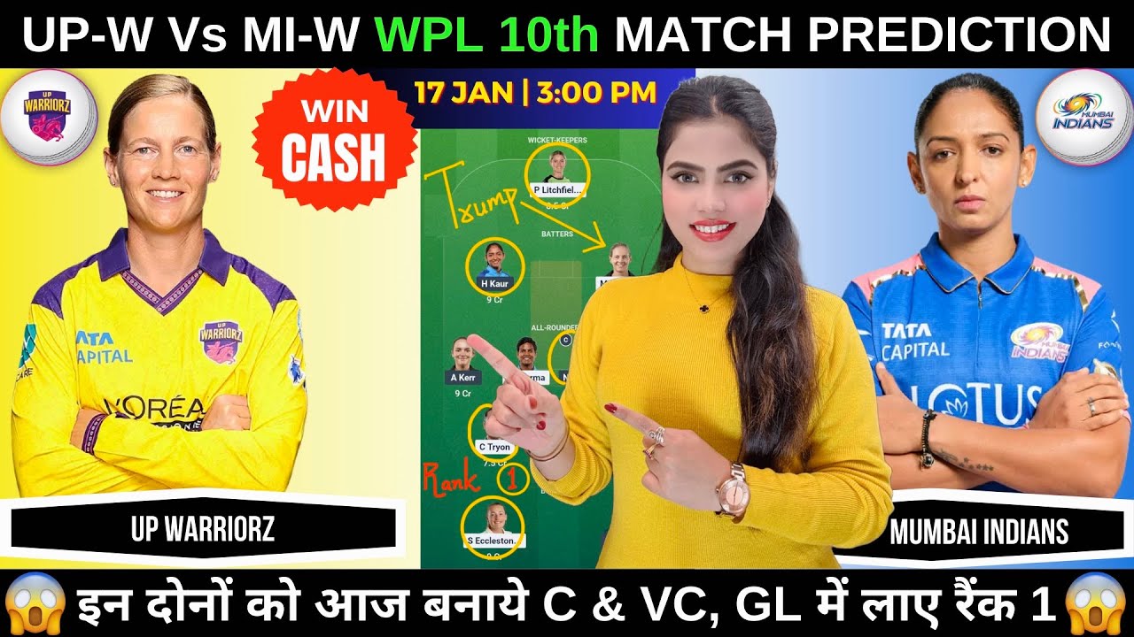 UP-W vs MI-W Today Match Prediction | UPW W vs MI W Dream11 Prediction | WPL 2026 10th Match