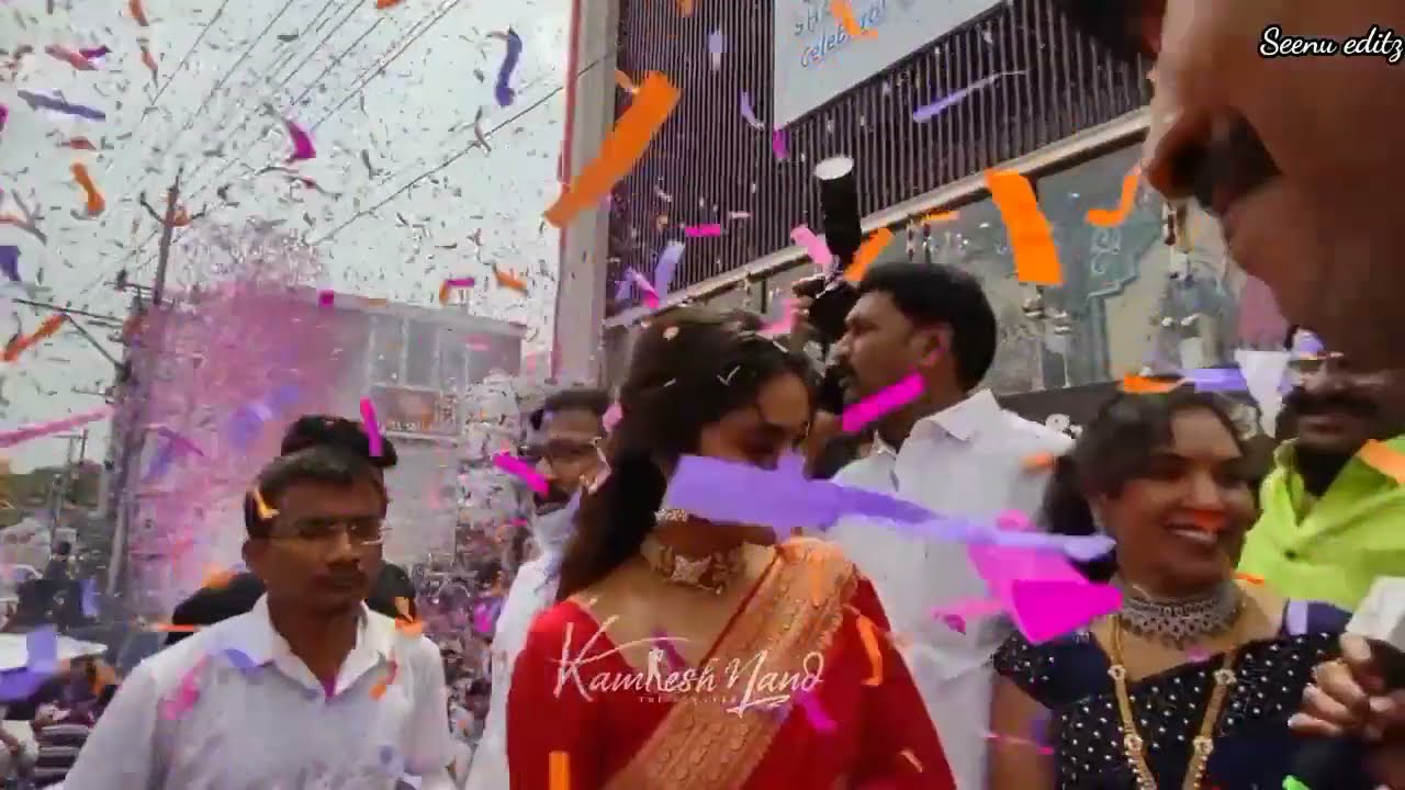 Keerthy Entry in a CMR Mall Opening Ceremony | Red dress in kitty