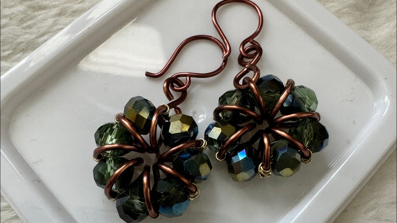Flower shaped beaded Earrings using Bargain Bead Box monthly subscription