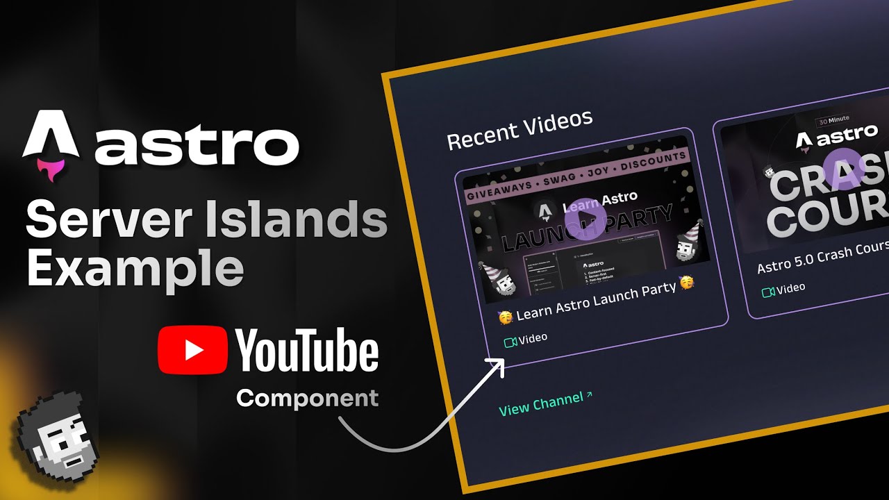 Astro Server Island Example: YouTube Videos
