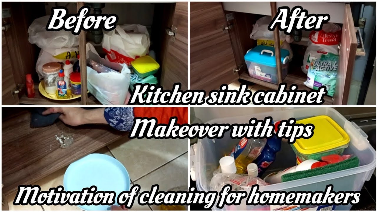 kitchen sink cabinet makeover/ cabinet makeover/cleaning motivation for housewives and homemakers 