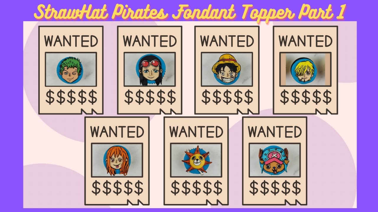 One Piece Straw Hat Pirates Cupcakes | Fondant Toppers Part 1