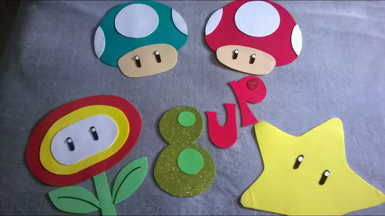 DIY Decoración de pared fiesta Mario bros y marco para fotos!!