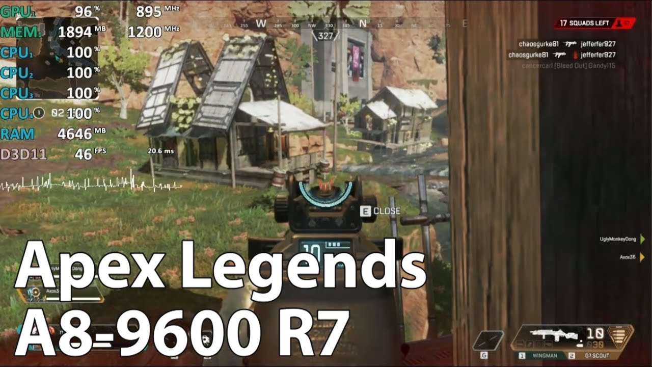 AMD A8-9600 R7 Review - Apex Legends - Gameplay Benchmark Test