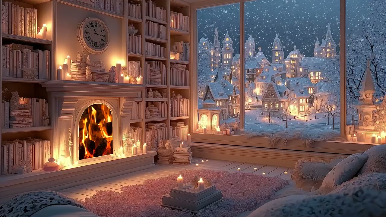 🏠 Heavy Blizzard Sounds | Winter Cabin with Fireplace | 3 Hours Sleep Study Stress Relief Healing