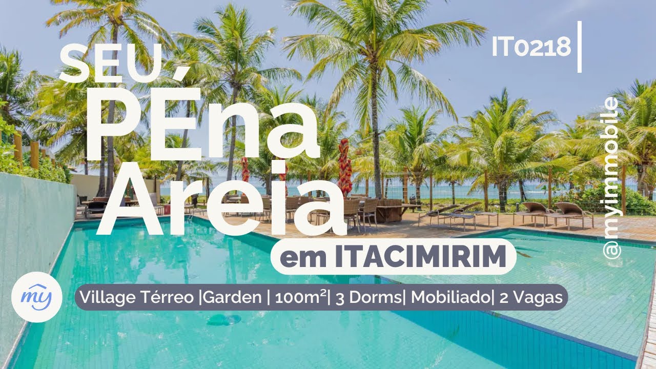 Itacimirim| Village Térreo com Garden| 100m²| 3 Dorms| 2 Vagas| Mobiliado| Pé na Areia