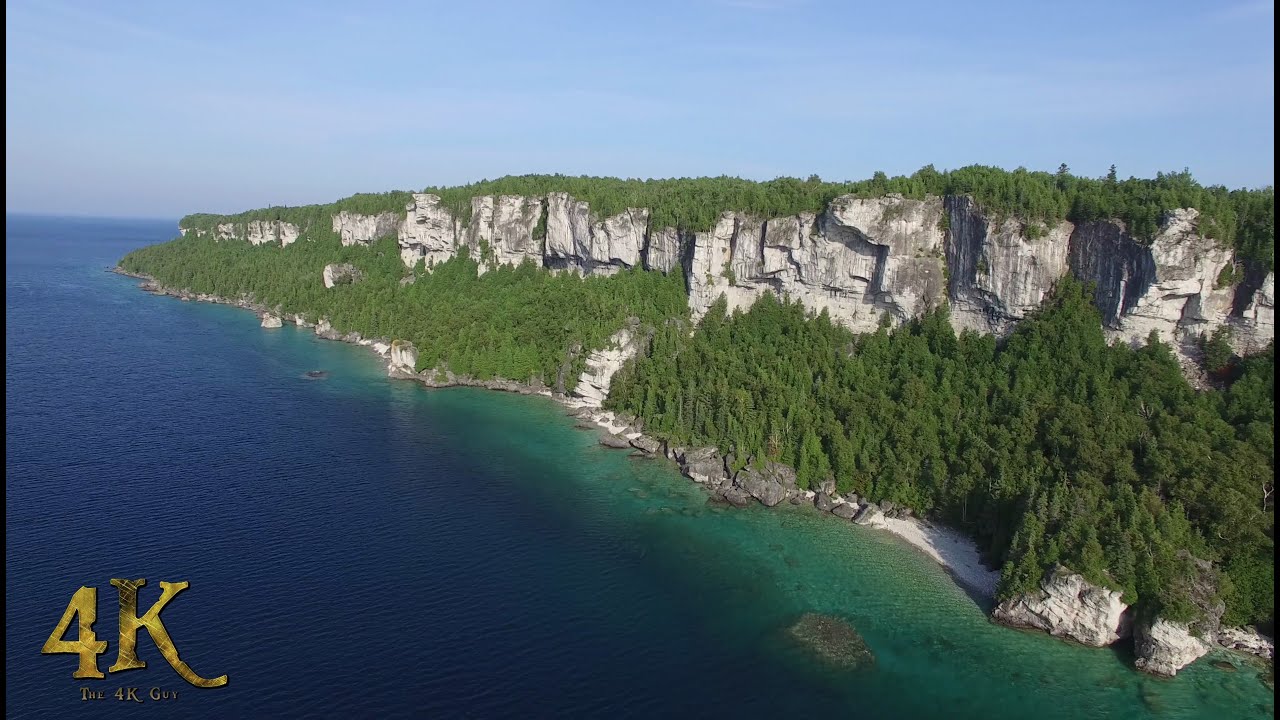 Beautiful Georgian Bay cliffs seen by drone in flight 9-9-2016