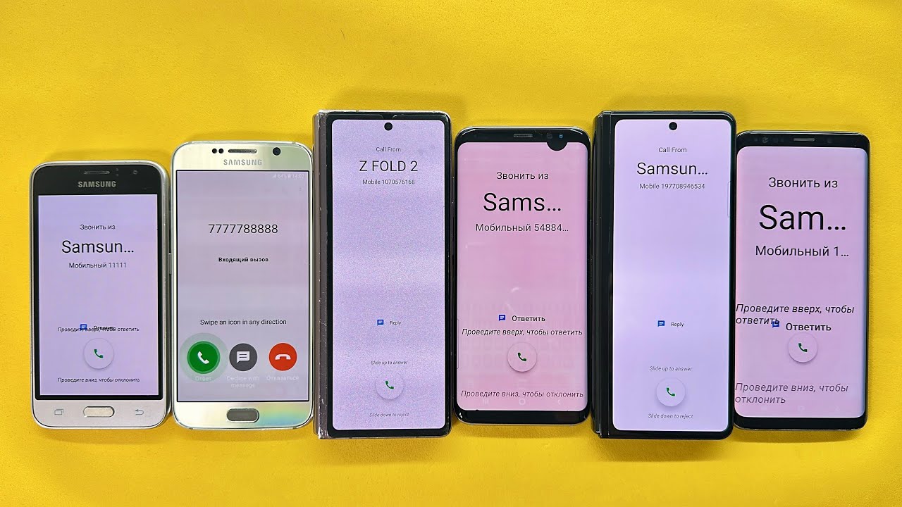 Six fake Incoming Calls Old Samsung vs New Z Fold3, J5, S6, s8,s9, Fold2 Outgoing Call