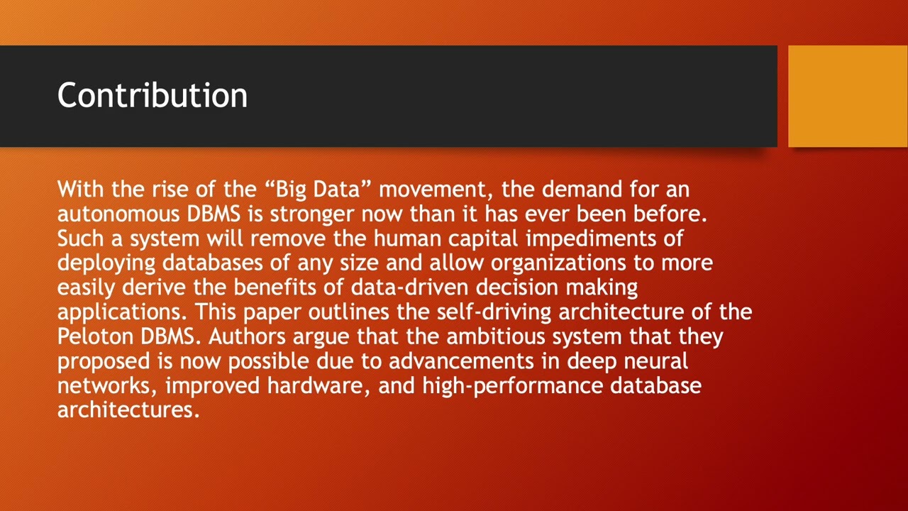 P11: Self Driving Database Management Systems