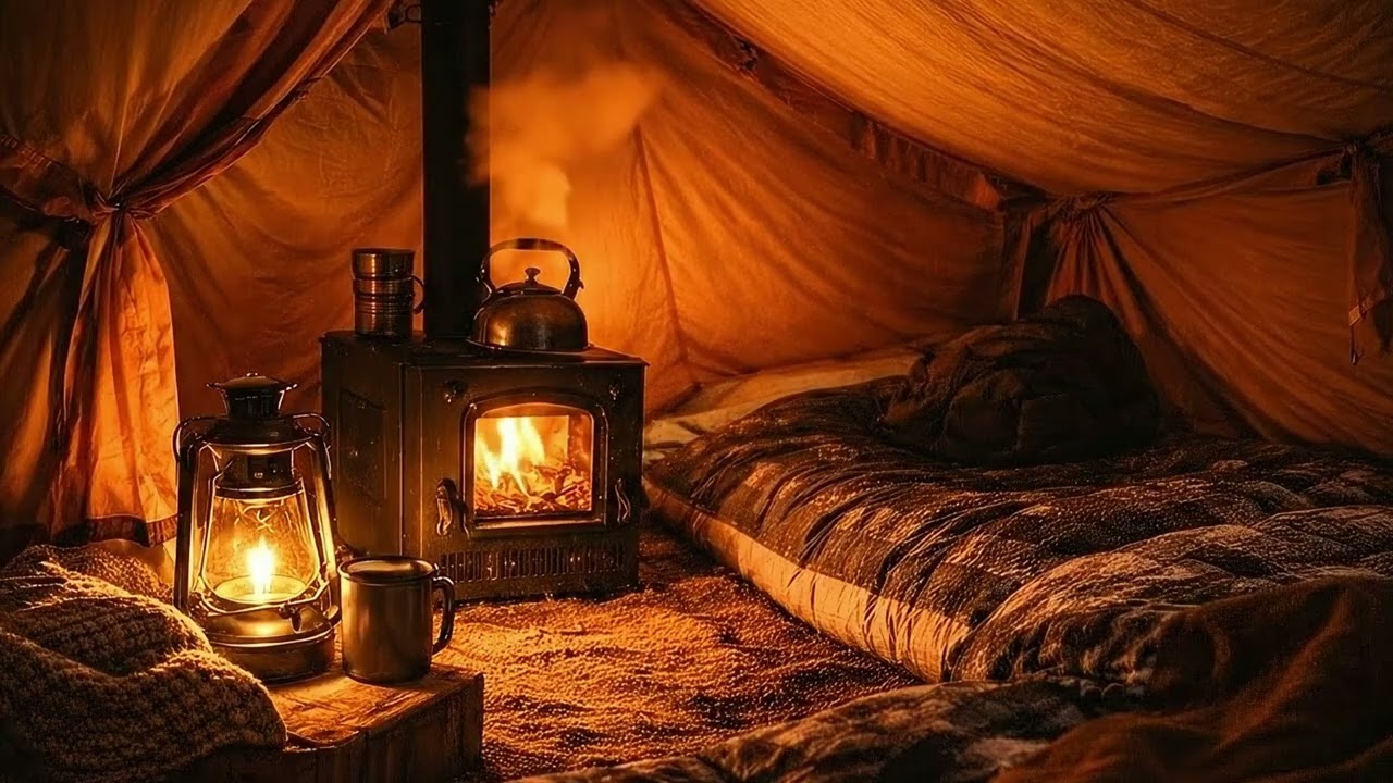 Cozy Winter Camping Inside a Warm Tent ❄️🔥 | No Talking ASMR for Sleep