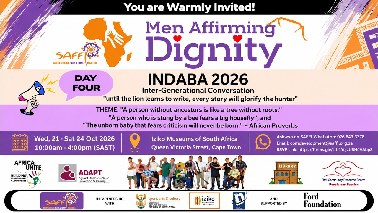 Day FOUR. Men Affirming Dignity INDABA 24 Oct 2026, Inter Generational Conversation