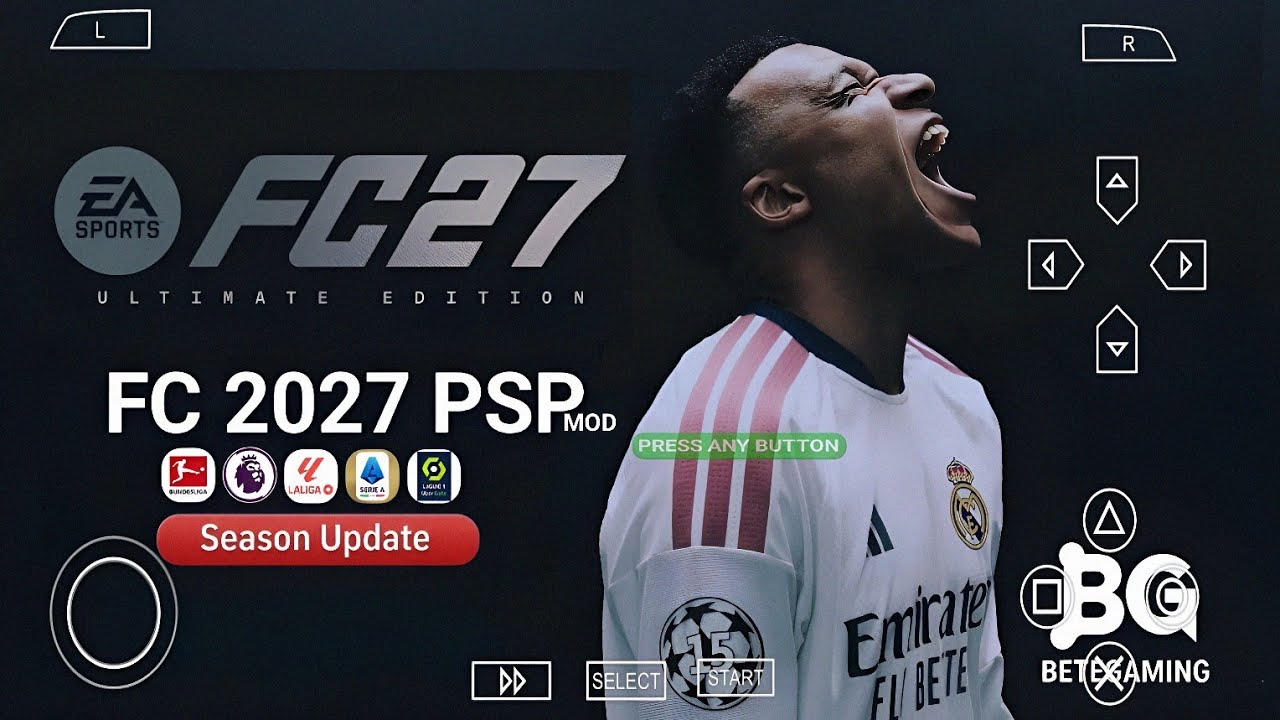 EA FC 27 PSP Mod для Android оффлайн с камерой PS5 | EA FC PPSSPP HD-графика, камера 4K, свежие т...