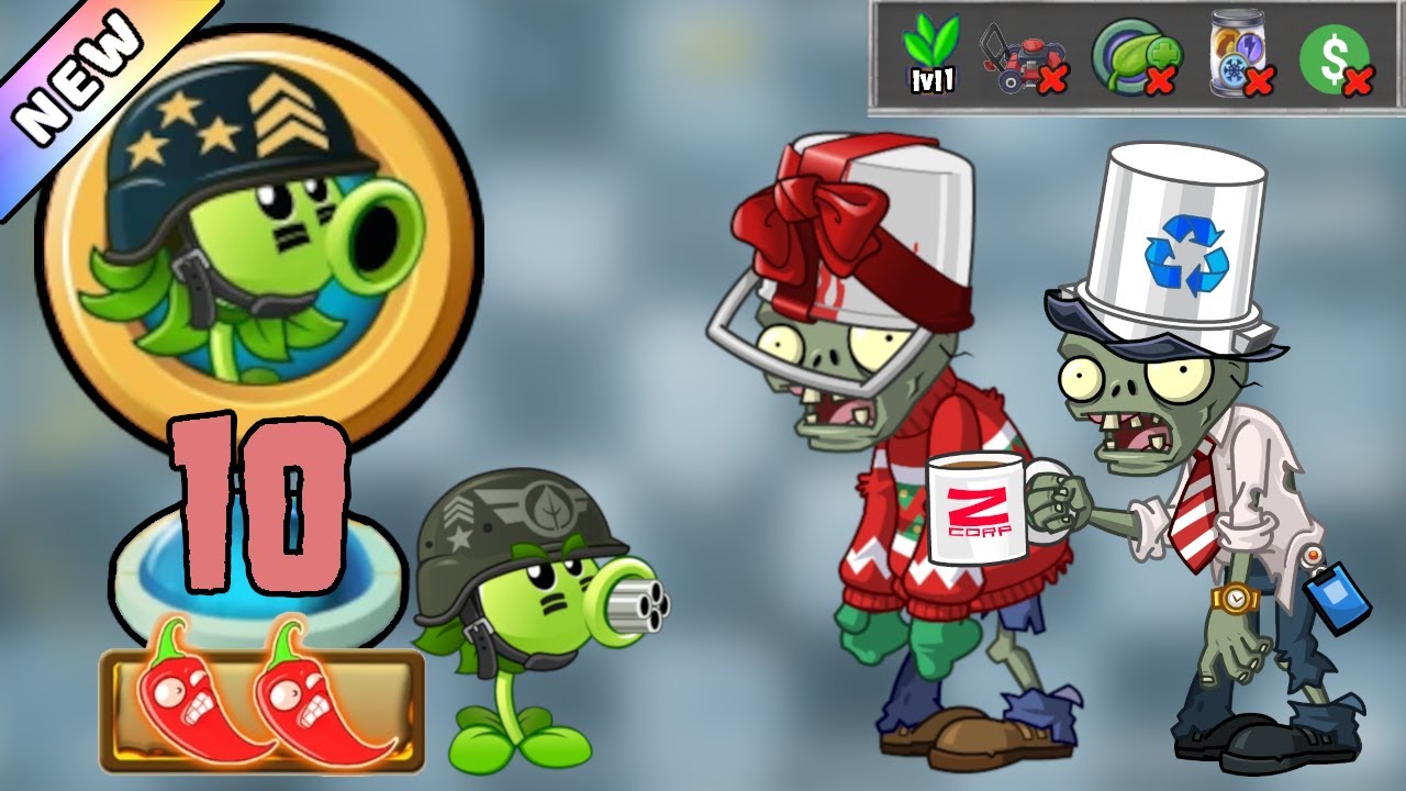 PvZ2 - Mega Gatling Pea's Adventure 2026 Level 10 Hard [Plants Lvl 1 & No Premium] + DOWNLOAD
