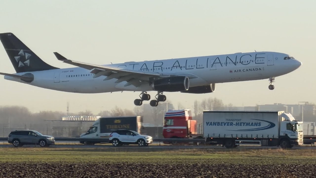 AIRBUS A330-343 AIR CANADA TORONTO TO AMSTERDAM LANDING SCHIPHOL AIRPORT CGEGP #aviation #airplane