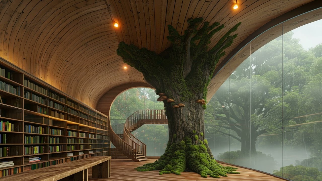 Rainfall Sanctuary | A Silent Library Where Wood, Trees, and Time Coexist