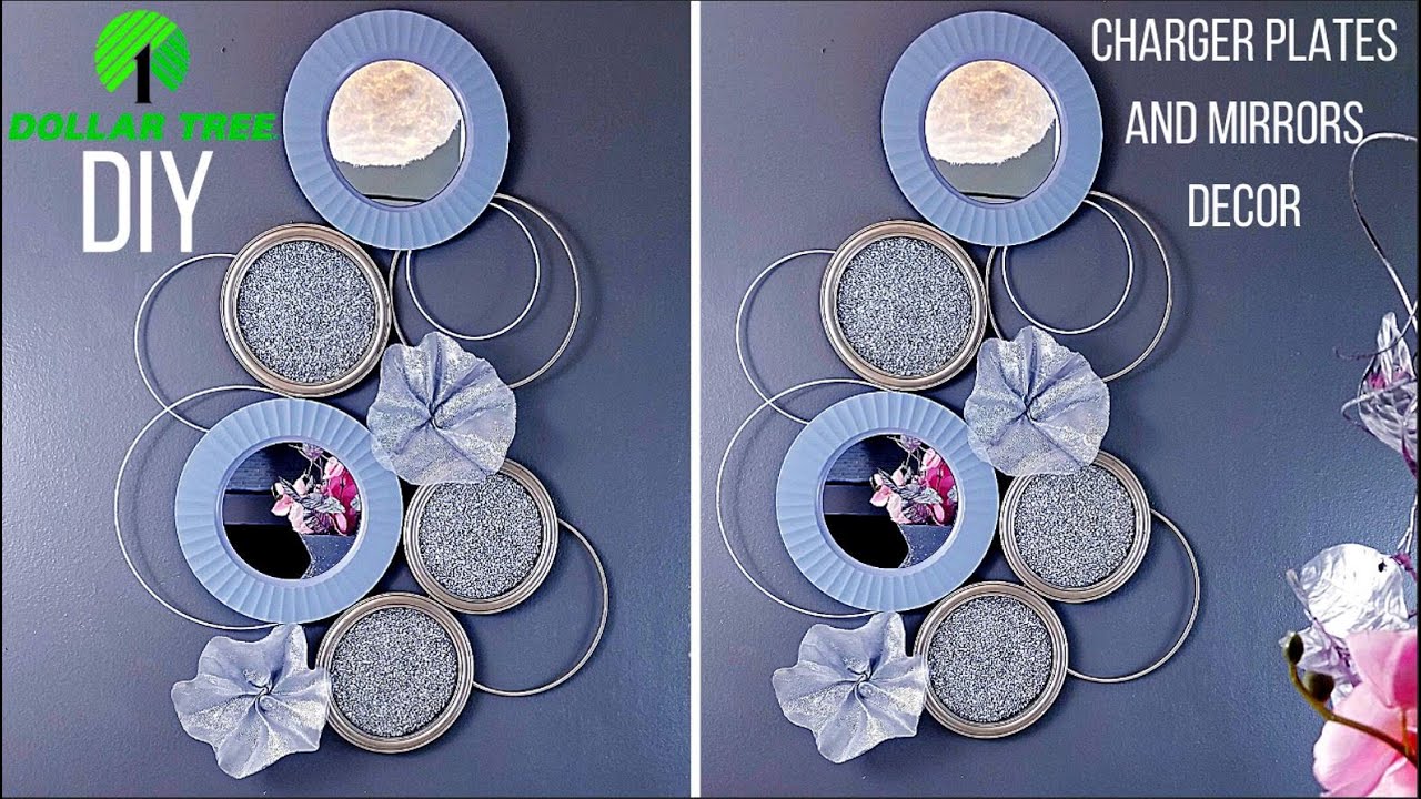 Dollar Tree DIY Wall Decor Using Chargers And Mirrors || How to make high End wall art