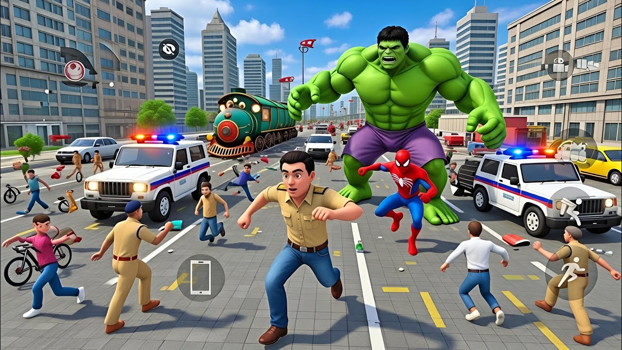 Police vs Hulk & Spider-Man 😱 City Destroyed! | Indian Theft Aura Simulator Gameplay |Skyvor Gaming