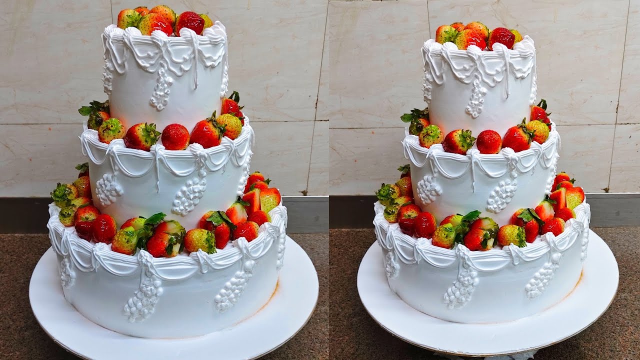 3 Tier Cake Design/3 Step Strawberry Cake Design/3 Tier Cake/Birthday Cake/Anniversary Cake Design
