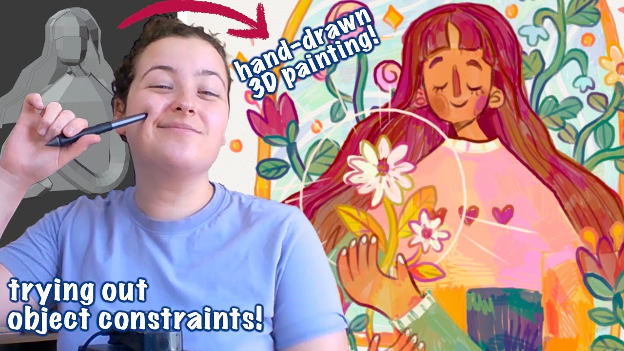 Finishing a Blender project from over a year ago with grease pencil! (3D painting process)