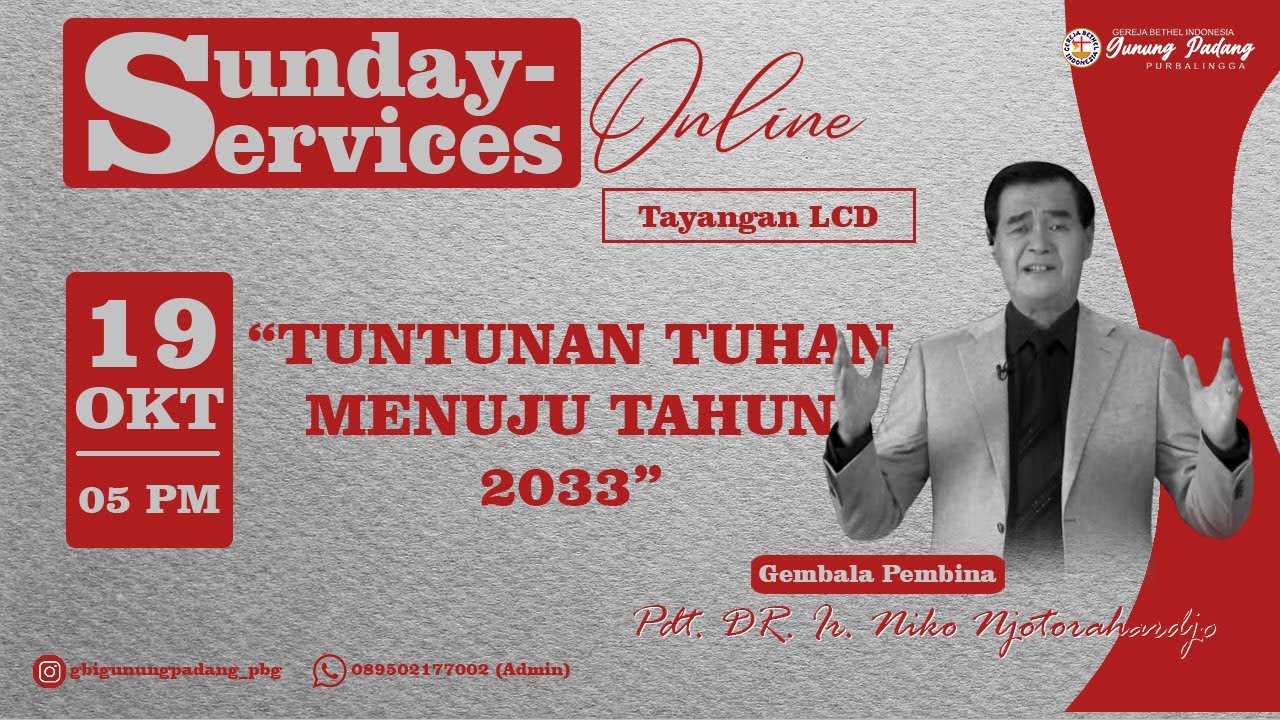 TUNTUNAN TUHAN MENUJU TAHUN 2033 - Pdt. DR. Ir. Niko Njotorahardjo