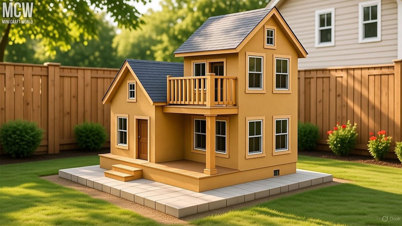 Building a Realistic Two Storey Cardboard House  Full DIY Miniature House Tutorial