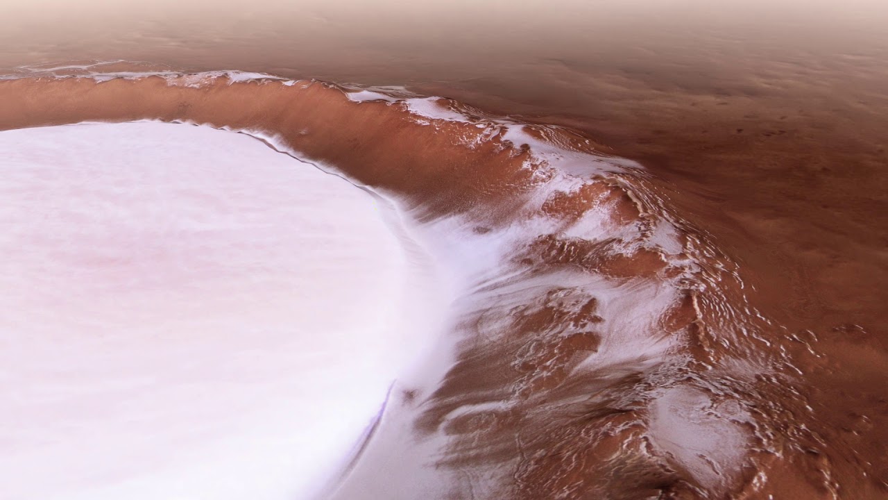 Flight Over Korolev Crater on Mars