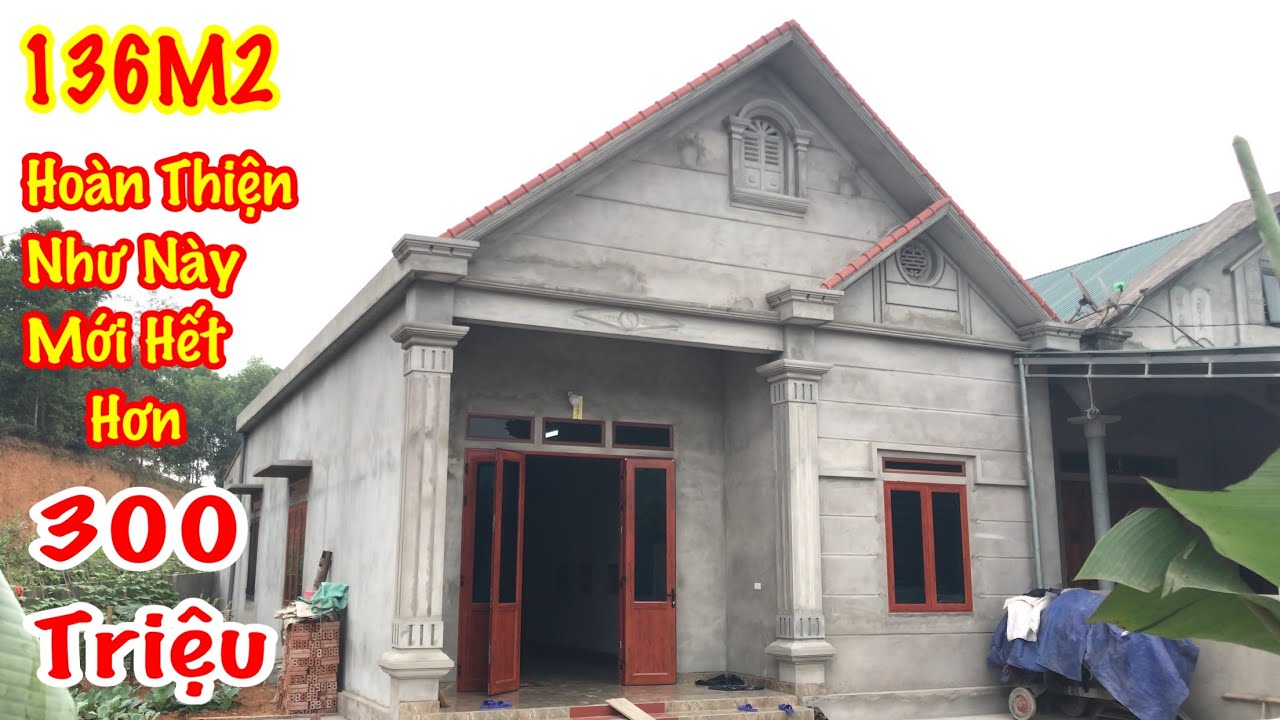 Mẫu nhà cấp 4 ở nông thôn 3 phòng ngủ Đơn giản chi phí hoàn thiện hơn 300 triệu. Ngang 8m sâu 17m