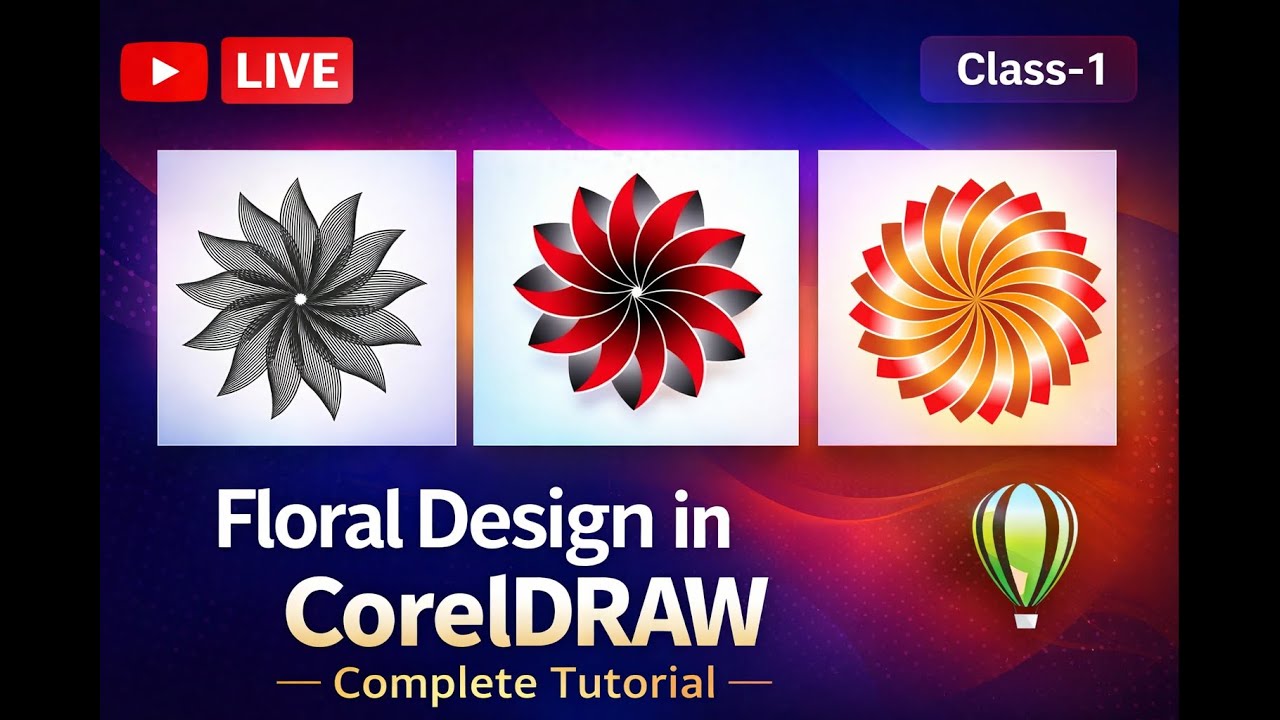 Floral Design in CorelDraw  || Live Class 1
