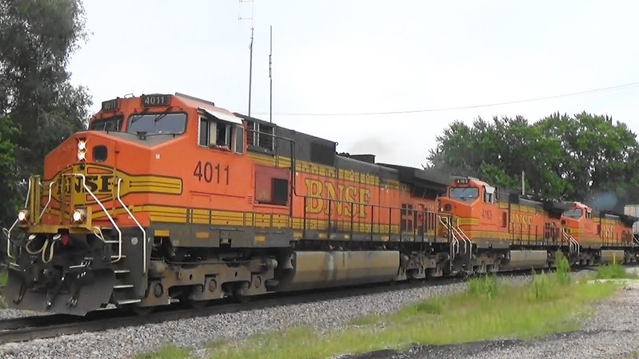 BNSF 4011- Three H2's Lead a Stack Train, Colona, IL