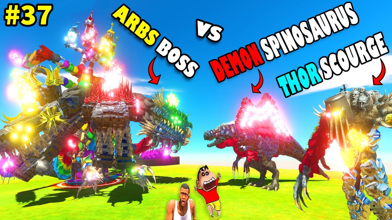 THOR SCOURGE & DEMON SPINOSAURUS vs ARBS BOSS SHINCHAN CHOP & HAMID TEAM GODZILLA CASTLE | PART 37
