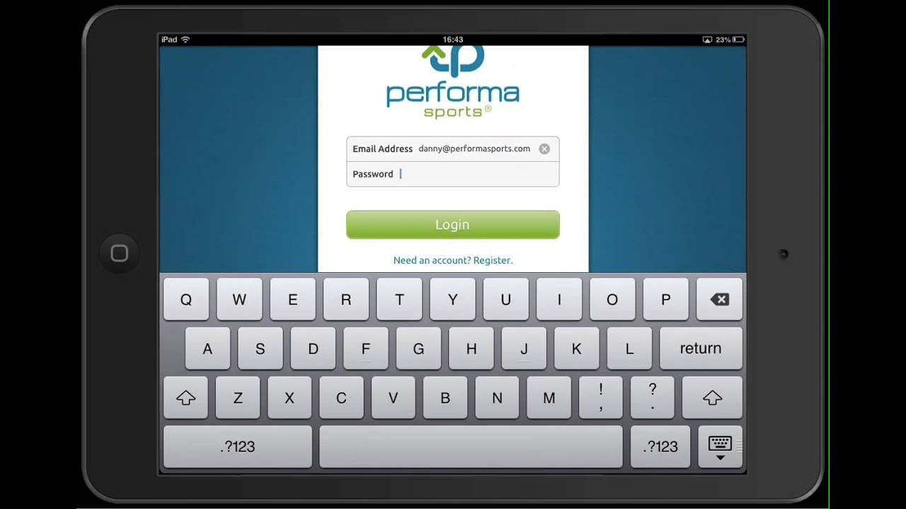 Login in to Performa Sports app