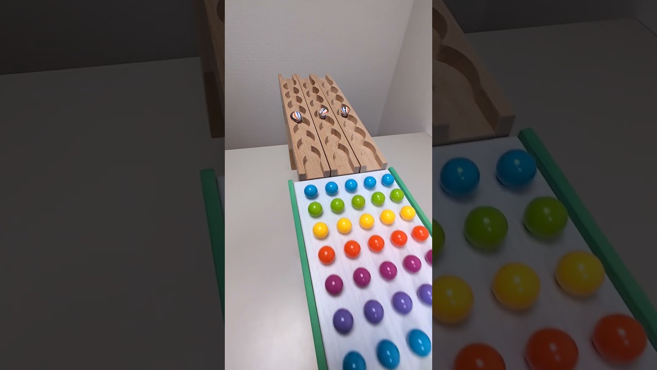 marble Run Race ASMR #82 Wooden Wave Course Colorful Marbles   #marblerun #marblerunrace #asmr