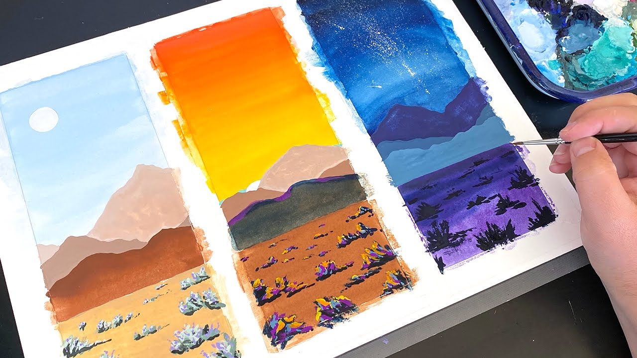 Painting Three Easy Landscapes with Gouache | Satisfying Art