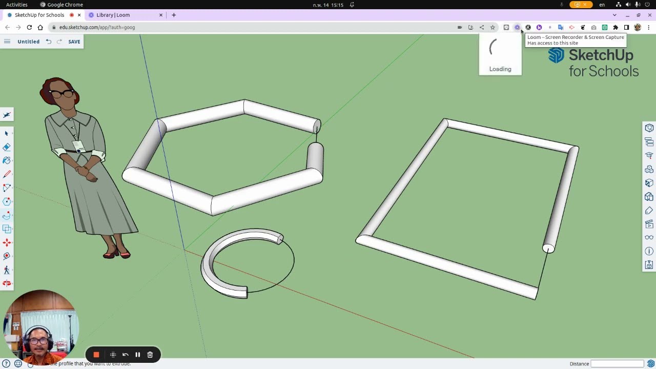 สร้างท่อจาก Follow Me (SketchUp for Schools)