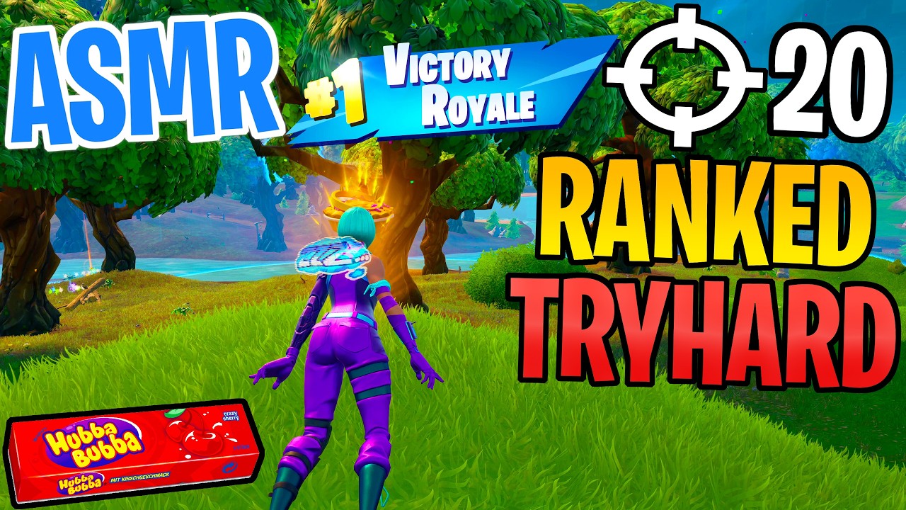 ASMR Gaming 😴 Fortnite Ranked Tryhard Win! Relaxing Gum Chewing 🎮🎧 Controller Sounds + Whispering 💤