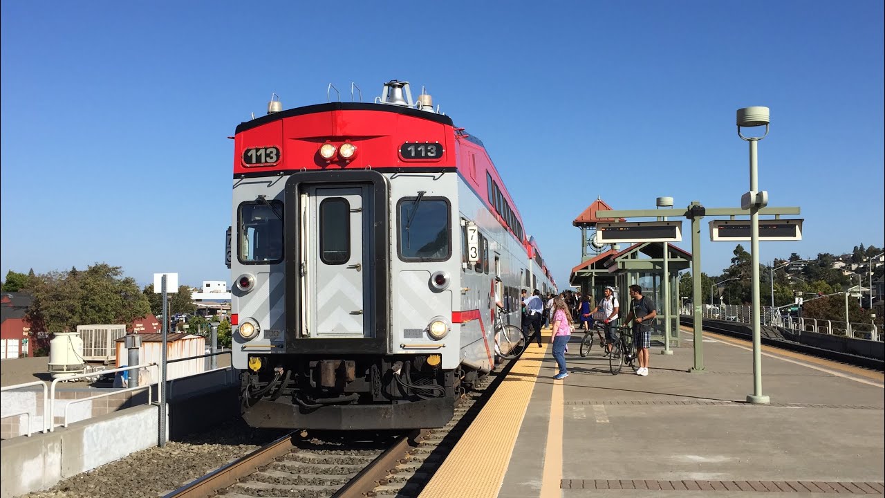 Caltrain HD 60fps: Evening Rush Hour 79 MPH Express Trains @ Belmont Station 7/29/15
