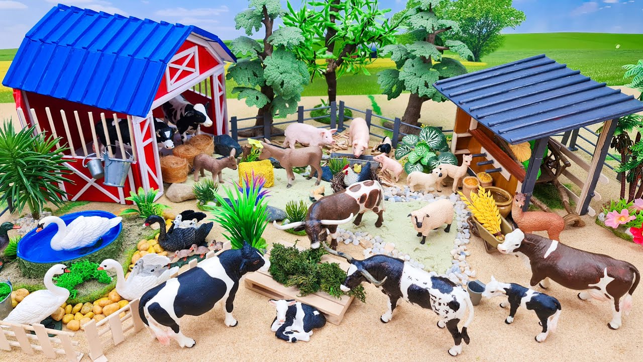 DIY making Country Farm Diorama with Barn for Animals | Water Pool for Cattles | Miniature Farm