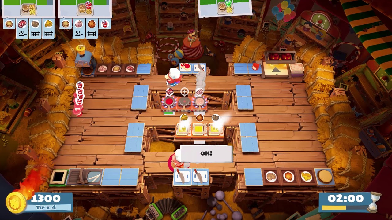 Overcooked 2 - Carnival of Chaos 3-2 (2 players) Score: 2976