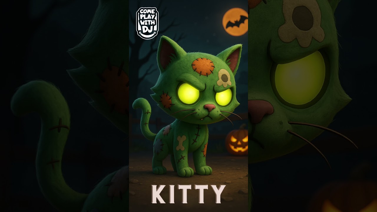 🐱 Zombie Kitty Song 🎃 | Silly Halloween Songs for Kids | Come Play With DJ! #toddlersongs2025