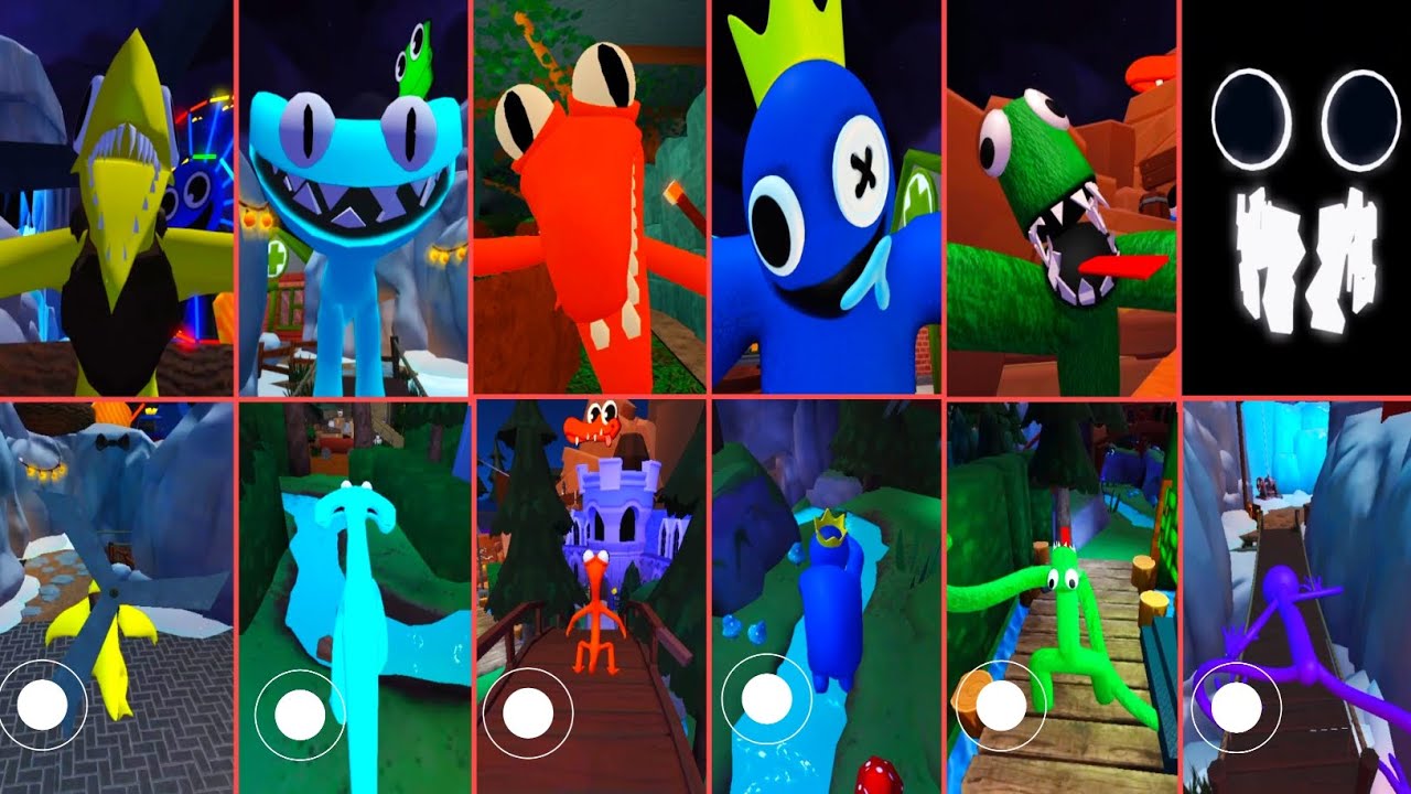Rainbow Friends chapter 1 and 2 all Monster Jumpscares V's Rainbow Friends all monster Roleplay 