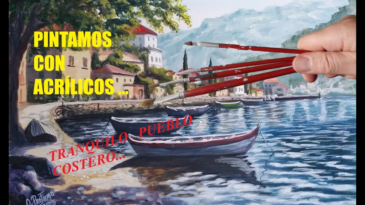 Pintamos  un  tranquilo  pueblo  costero...