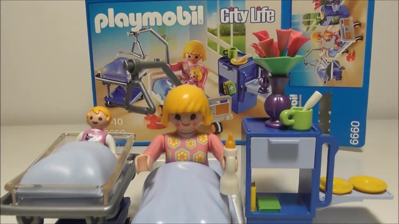 Unboxing Playmobil Maternity Room, Mommy and baby at the hospital, city life set toy for girl