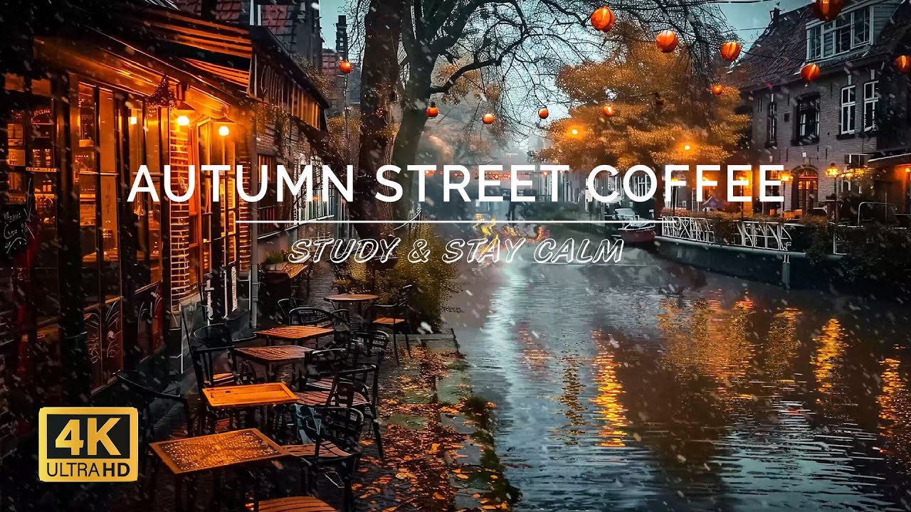 Smooth Jazz Instrumental Music & Autumn Street Coffee Shop Ambience 🍂 Relax, Study & Stay Calm