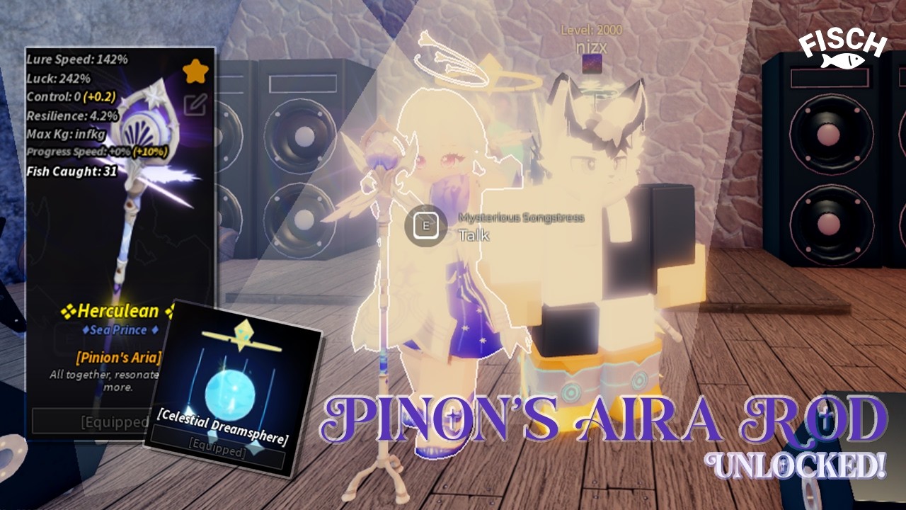 [Fisch] Pinon's Aira Rod Unlocked! New Underground Music Venue Rod Update