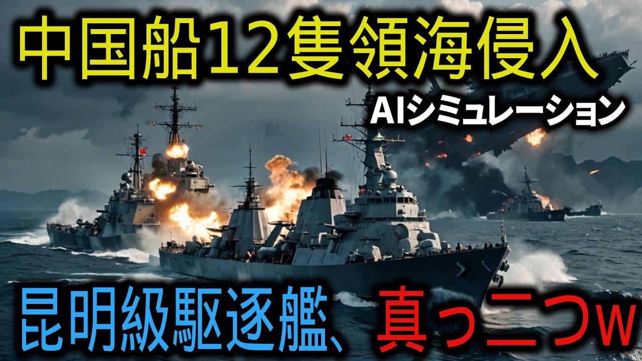 【尖閣有事】中国海警局船12隻が領海侵入→海自潜水艦の「見えない包囲網」に気づかず突入した結果…昆明級駆逐艦が艦尾から真っ二つ、損失ゼロ対2400名の圧倒的戦果に世界が驚愕【AIシミュレーション】
