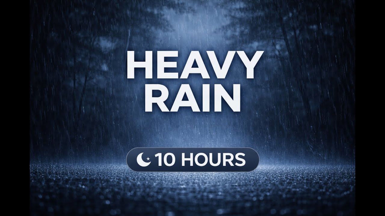 Heavy Rain Sounds for Sleep (10 Hours, Black Screen)