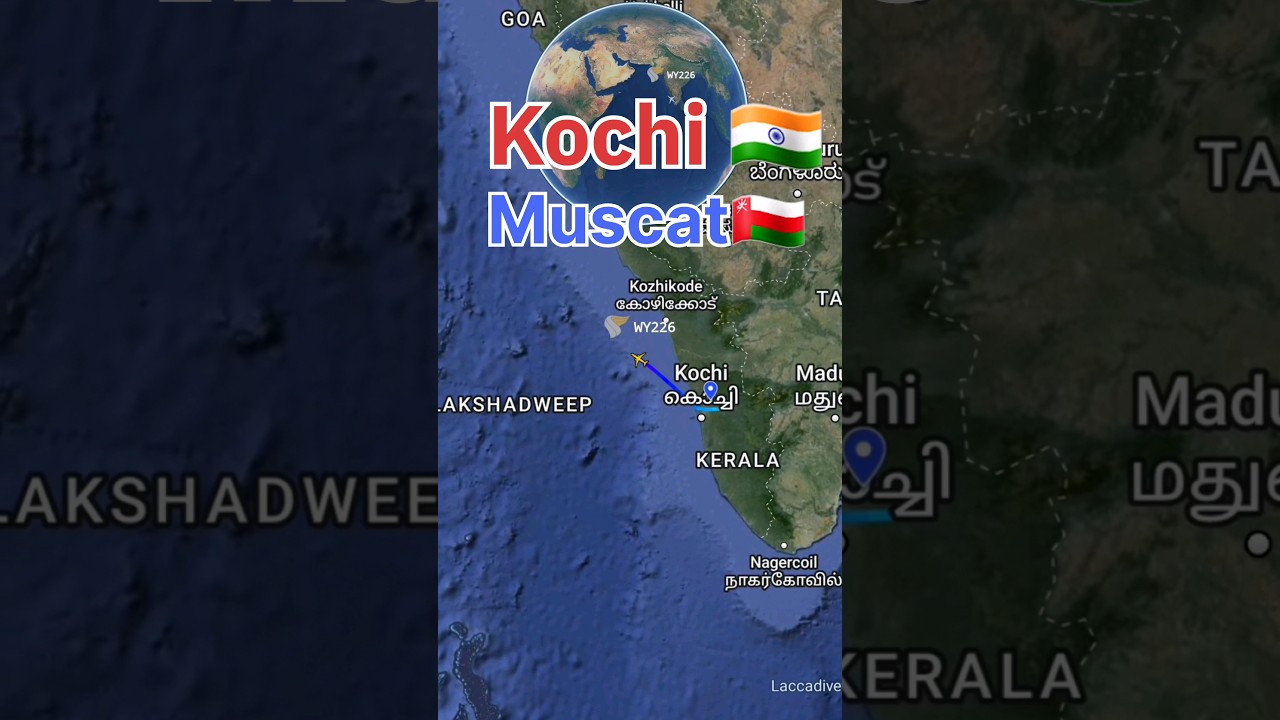 Kochi to Muscat flight route #travel #vueling #airplane #googleearth #aeroplane #automobile #flight