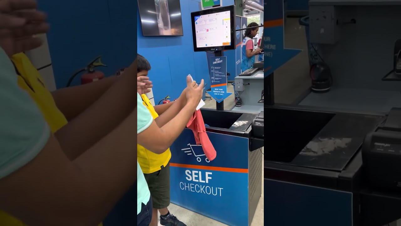 self checkout at Decathlon